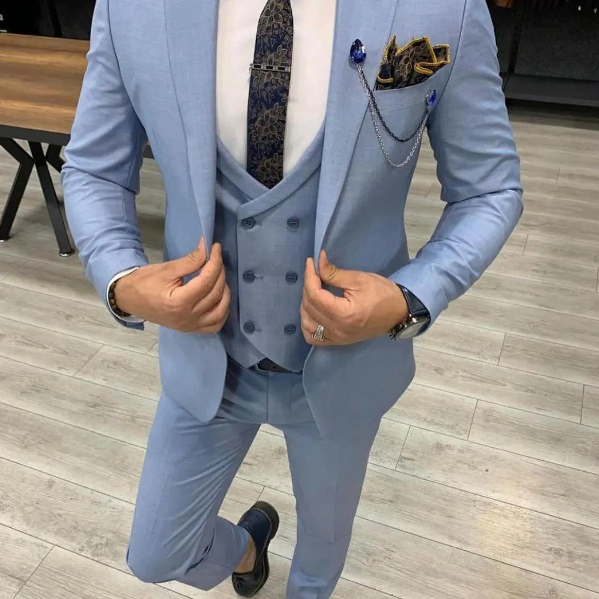 2022nuovo arrivo 3 pezzi abiti da uomo slim fit con visiera risvolto one button smoking da sposa prom best man blazer (giacca +