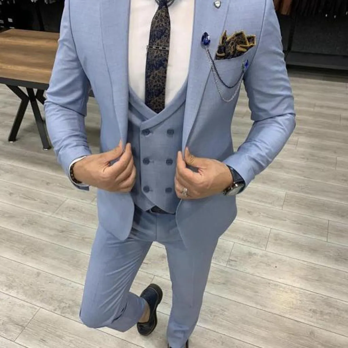 2022nuovo arrivo 3 pezzi abiti da uomo slim fit con visiera risvolto one button smoking da sposa prom best man blazer (giacca +