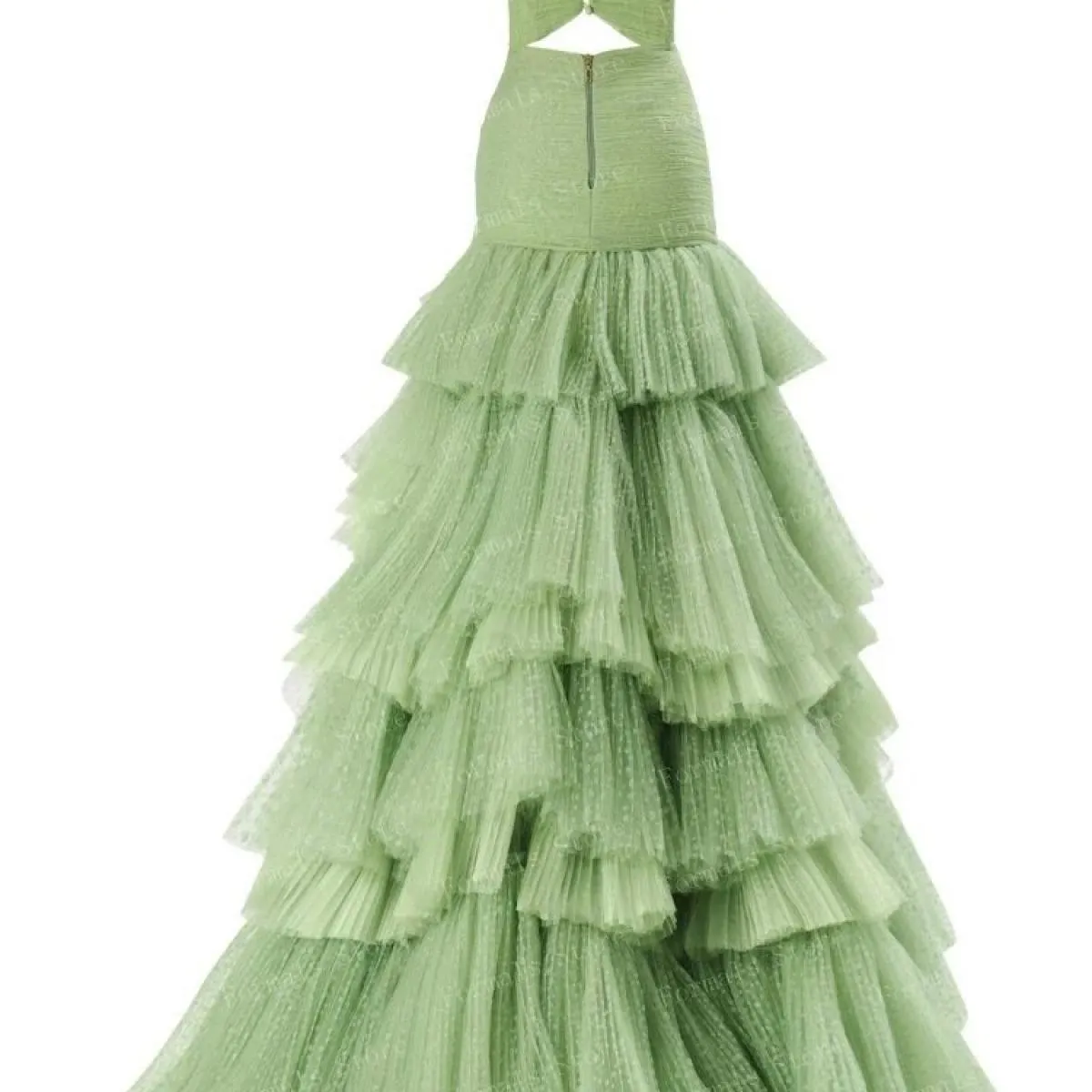 2023 Couture verde menta abiti da festa abito da cerimonia formale in tulle a strati alti e bassi design unico abito lungo da ba