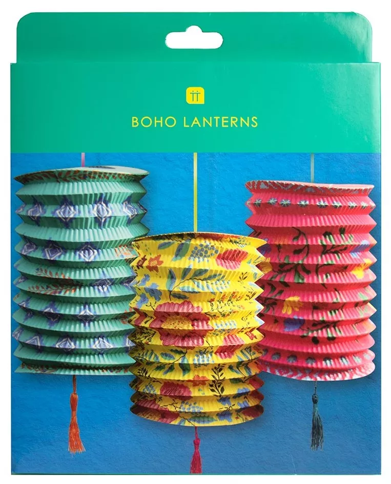 3 lanterne Boho colorate