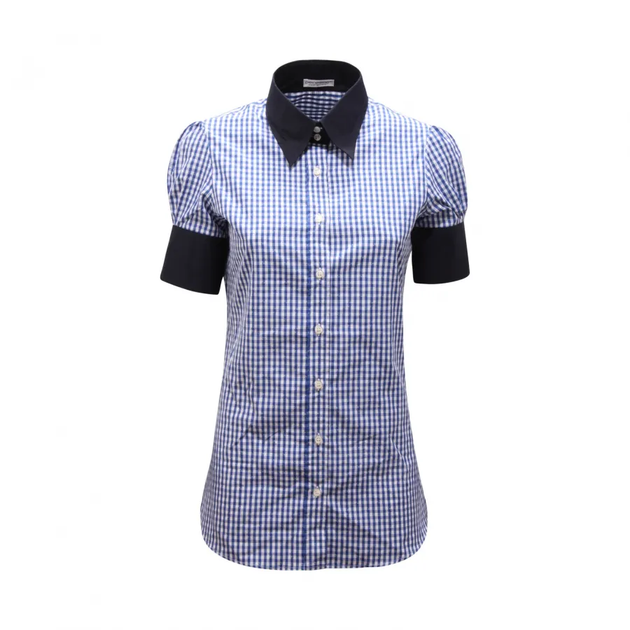 6586AQ camicia manica corta donna PESERICO woman shirt blue