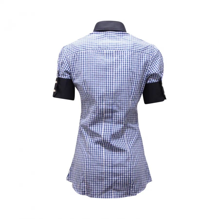 6586AQ camicia manica corta donna PESERICO woman shirt blue