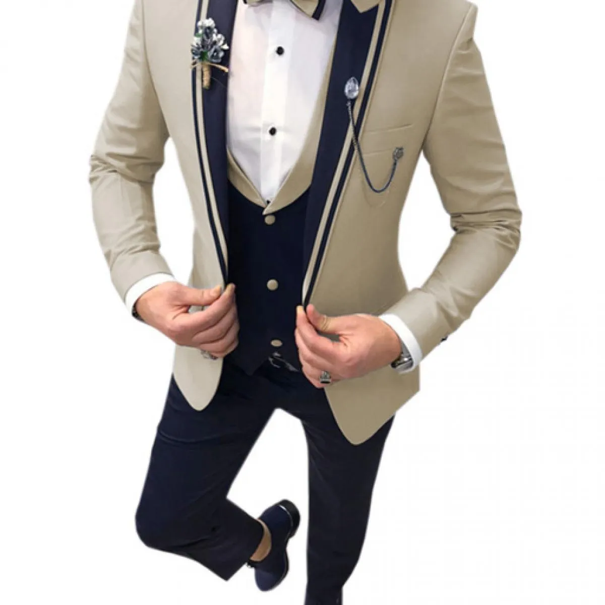 Abiti da uomo colorati da sposa con risvolto a punta Costume Homme Sposo Prom Party Terno Masculino Giacca da sposo slim fit