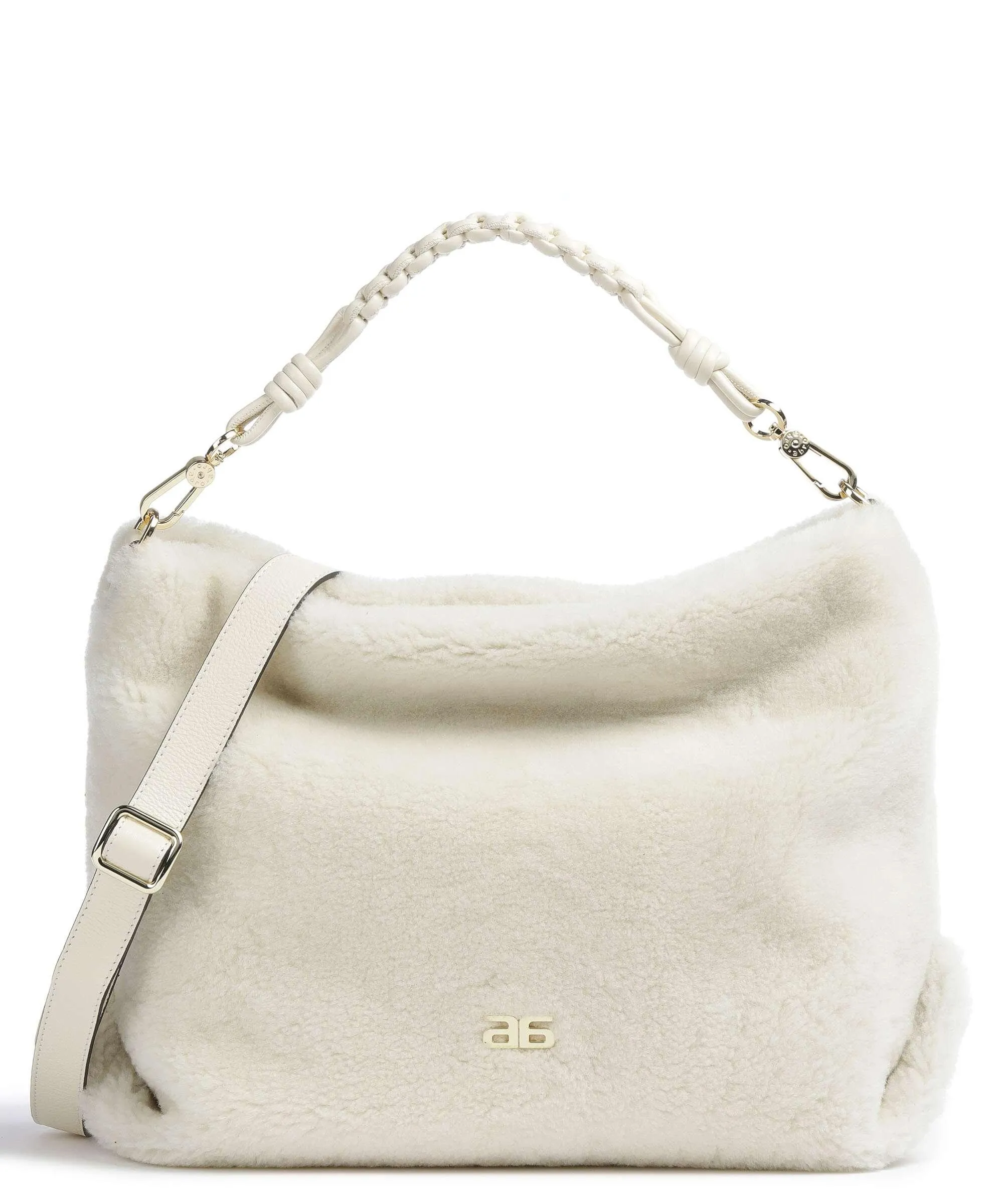  Abro Shearling Poppy Borsa hobo pelliccia avorio  