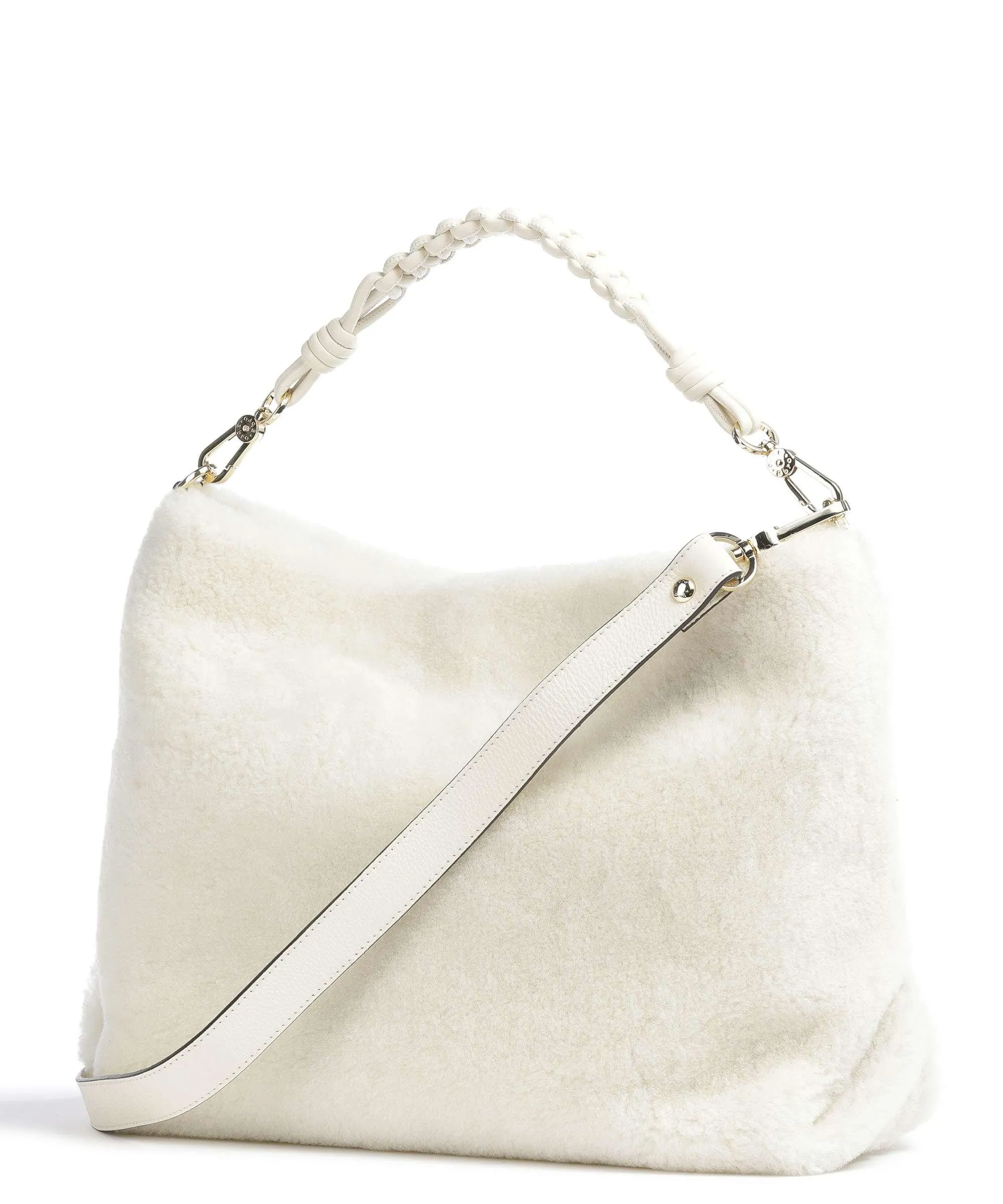  Abro Shearling Poppy Borsa hobo pelliccia avorio  