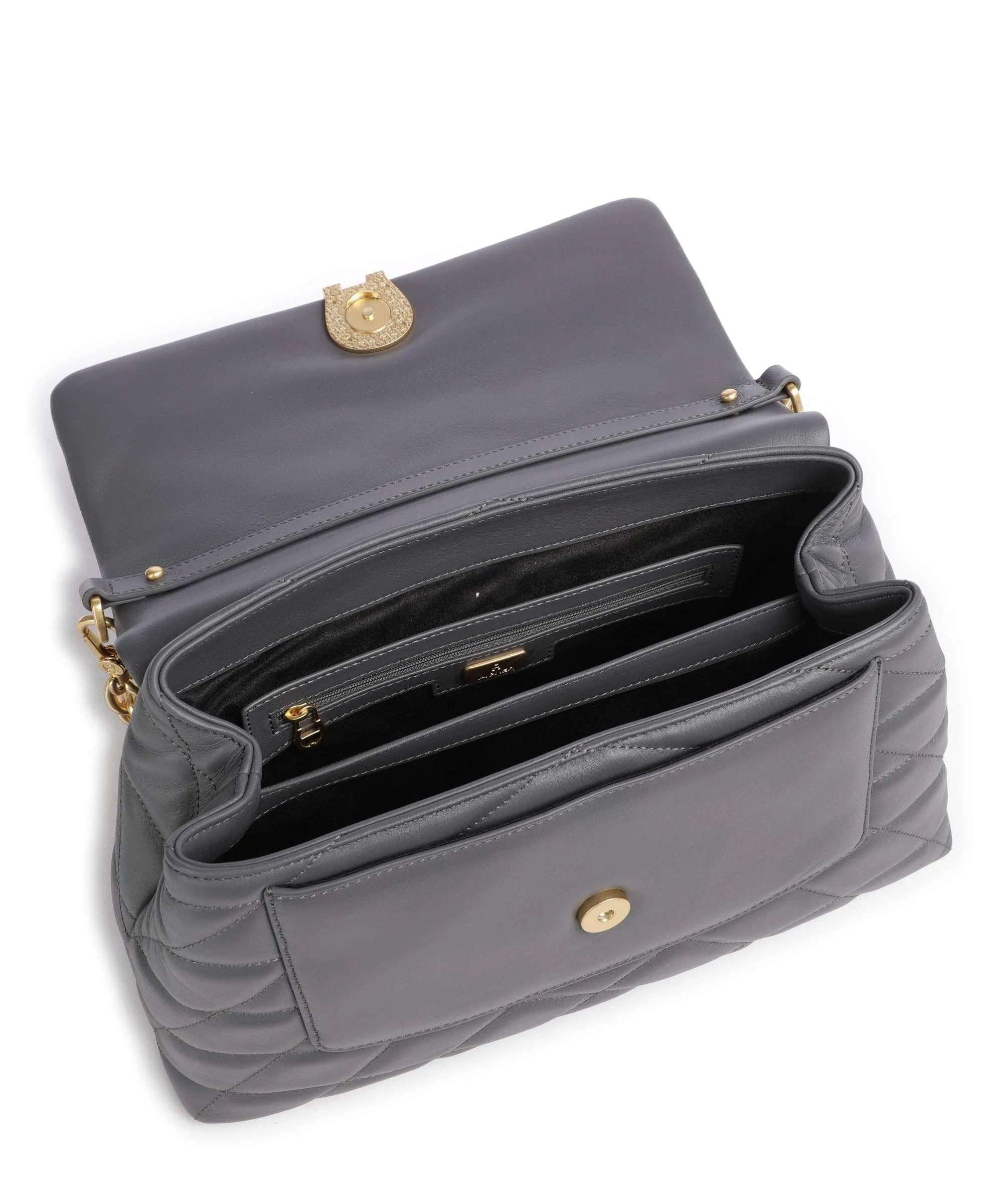  Aigner Maggie M Borsa a spalla pelle di vacchetta finemente grana grigio  