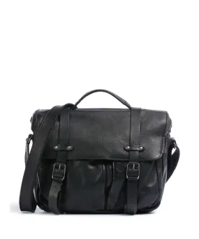  Aunts & Uncles Barbershop Bandholz Borsa messenger pelle a grana fine nero  