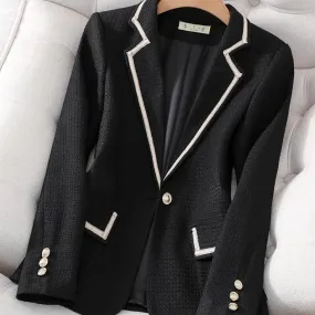 Autunno Inverno Nero Caffè Beige Blazer da donna Manica lunga Giacca a bottone singolo Ufficio da donna Abbigliamento da lavoro