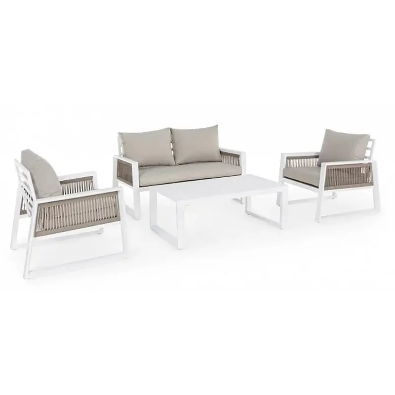 Bizzotto outdoor Set 4 salotto con cuscino Captiva bianco lh30