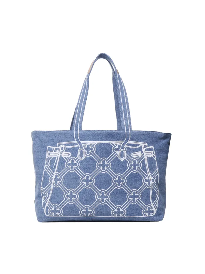 BORSA A TRACOLLA IN DENIM CON RICAMO