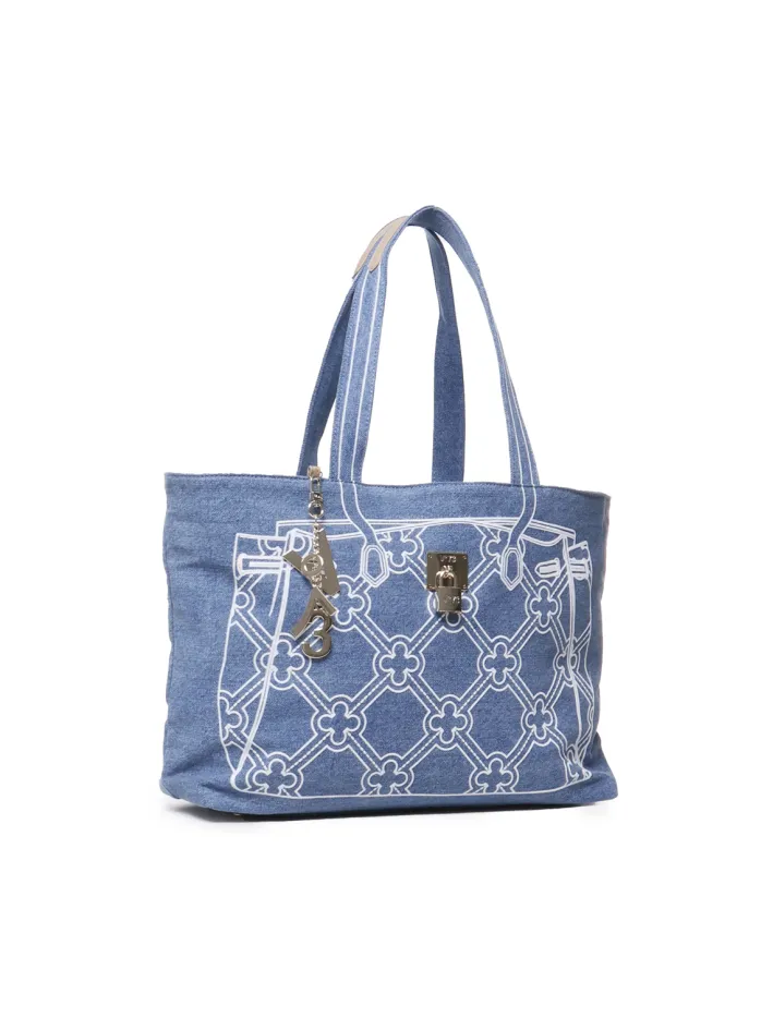 BORSA A TRACOLLA IN DENIM CON RICAMO