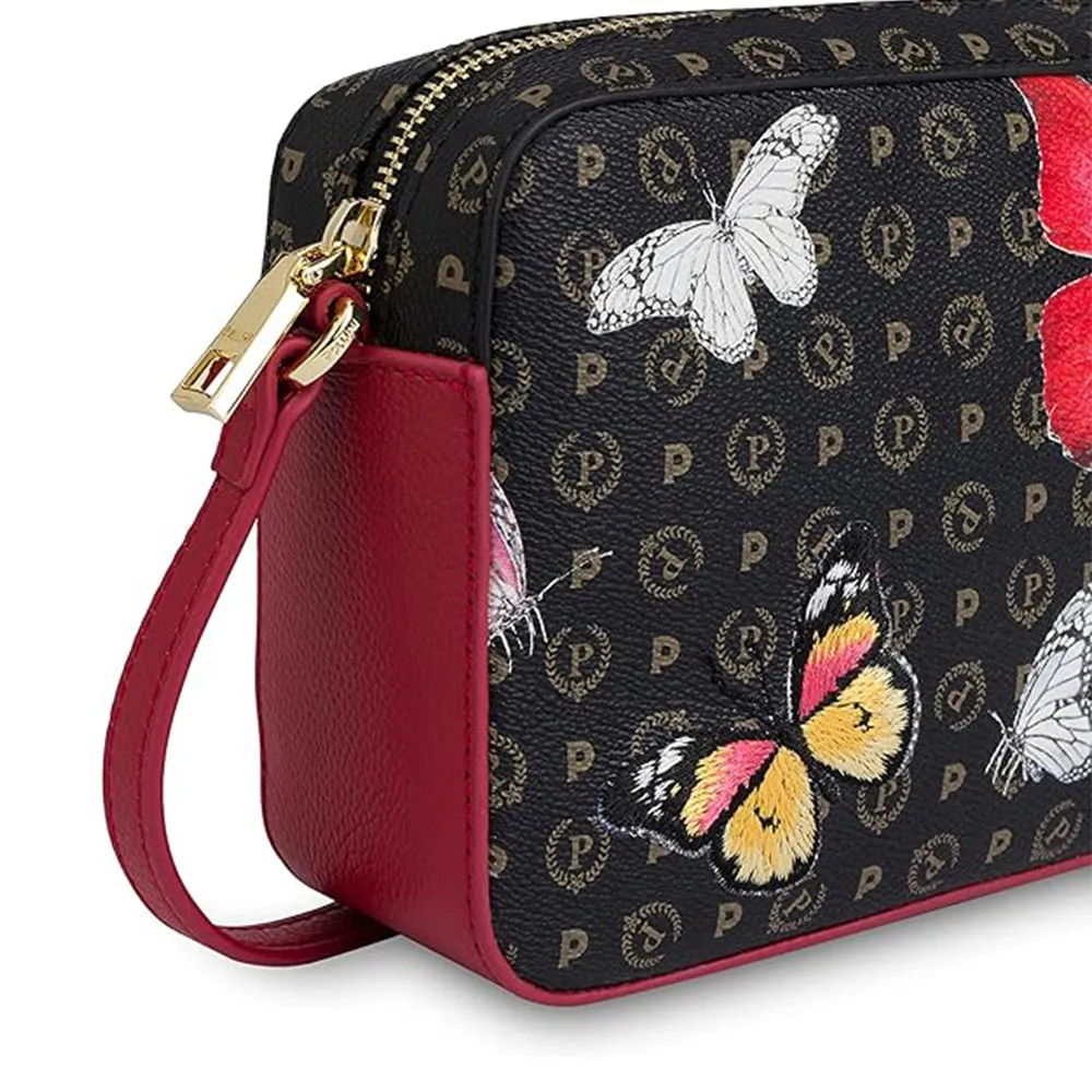 Borsa Donna a Tracolla POLLINI linea Heritage Butterfly Nero e Rosso