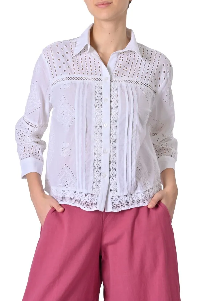 Camicia Varanasi in pizzo sangallo di Sheare