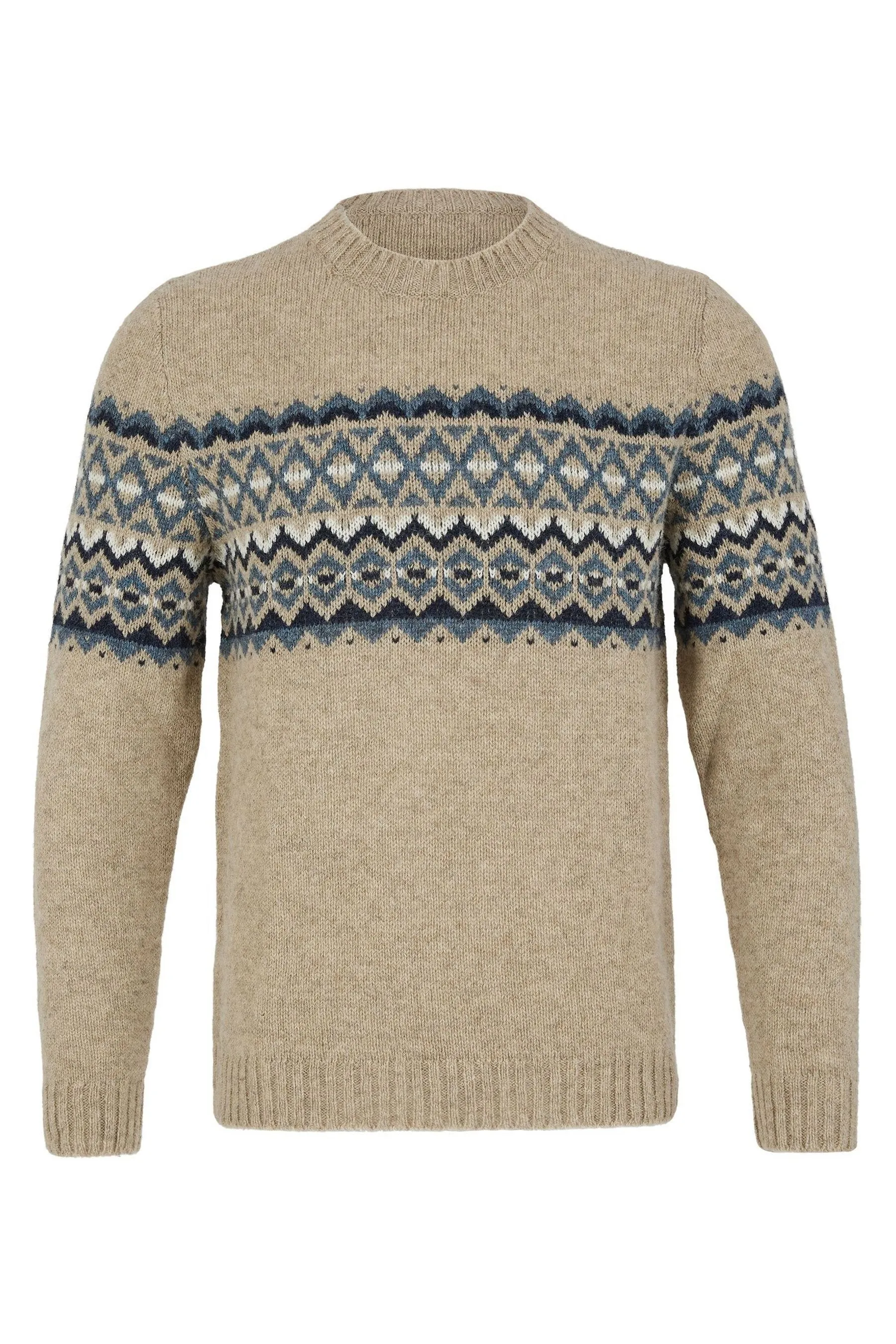 Celtic & Co. Uomo Naturale - Maglione con motivo Fair Isle