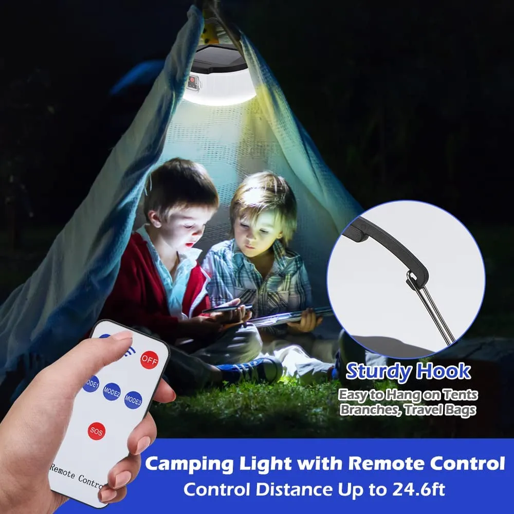 CestMall Lanterna da Campeggio Solare con Telecomando 4 modalità Luce LED Lanterna da Campeggio USB Ricaricabile e Portatile Luc