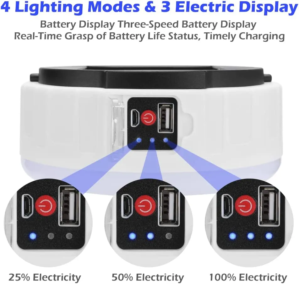 CestMall Lanterna da Campeggio Solare con Telecomando 4 modalità Luce LED Lanterna da Campeggio USB Ricaricabile e Portatile Luc