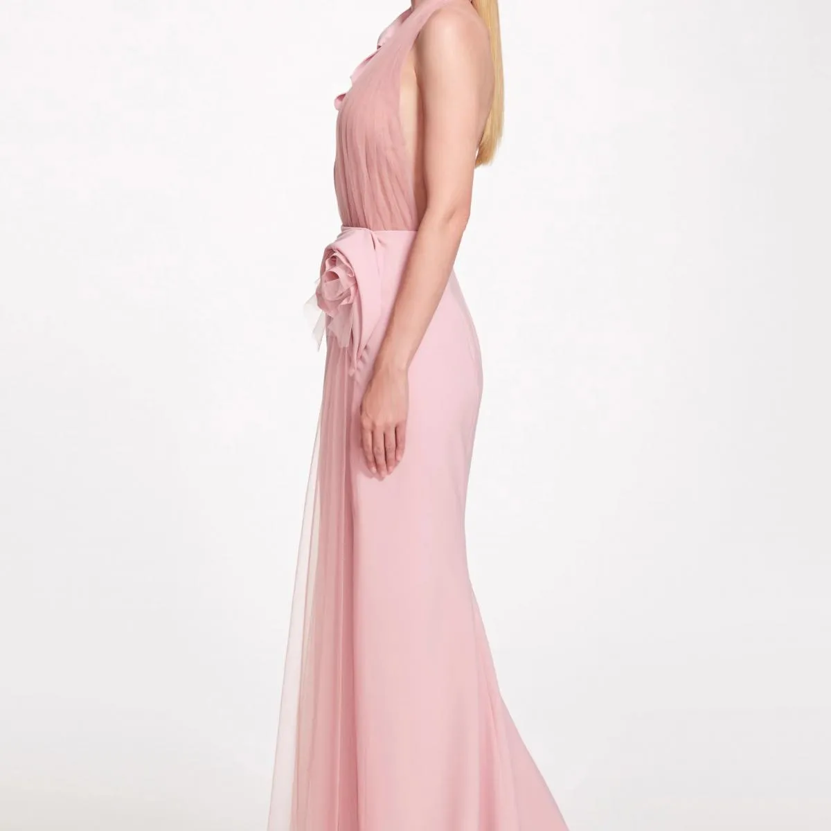 Chic abito formale lungo con scollo all'americana rosa senza spalline in raso e tulle con volant 2024 abiti da ballo per le donn