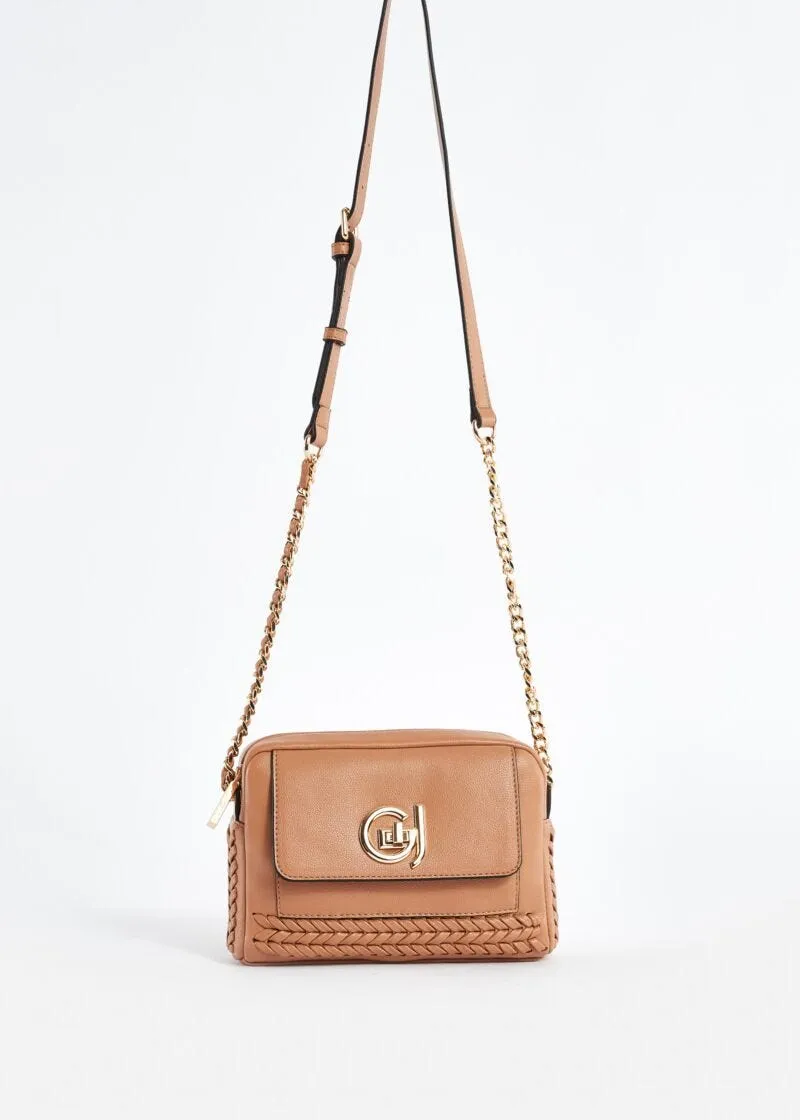 Crossbody in similpelle con logo