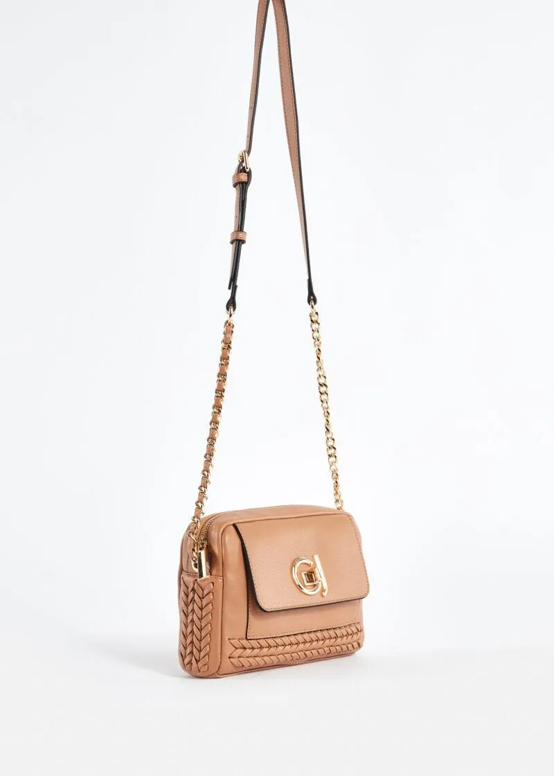 Crossbody in similpelle con logo