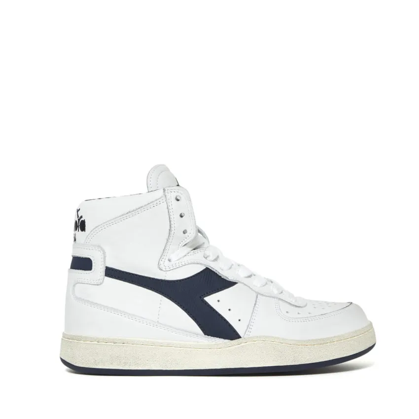 DIADORA HERITAGE SNEAKERS MI BASKET USED BIANCO - BLU