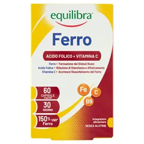 Equilibra Integratori Alimentari, Ferro con Acido Folico + Vitamina C, Integratore a Base di Ferro, per la Normale Funzione dei 