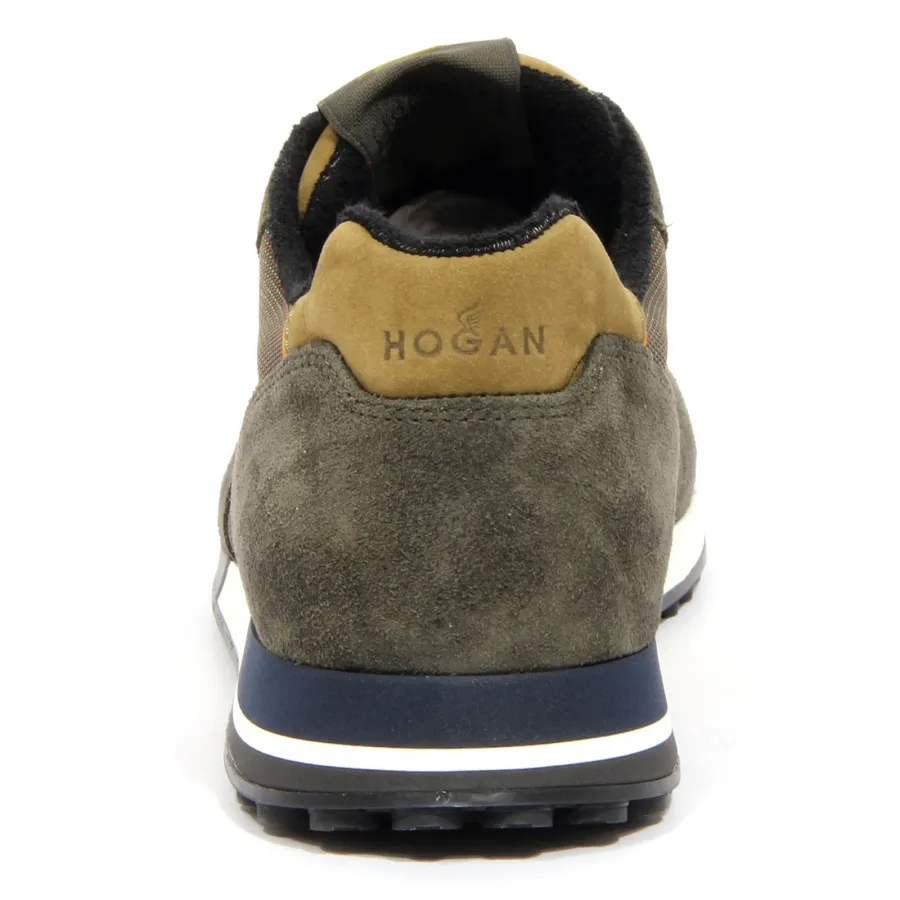 G2392 sneaker uomo HOGAN 383 green fabric/suede shoe man