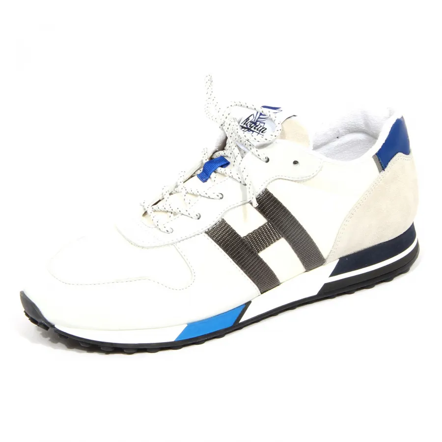 G5398 sneaker uomo HOGAN H383 off white/ice nabuk/fabric shoe man