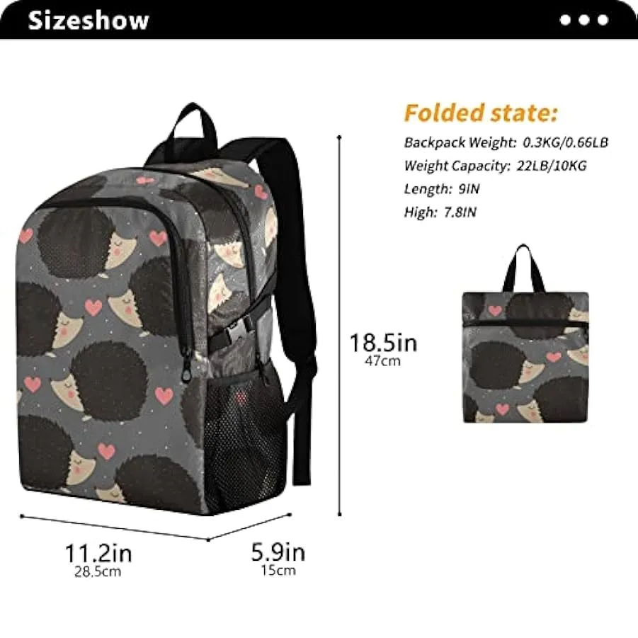 Hedgehog Zaino da trekking leggero ripiegabile 22L borsa da viaggio casual zaino per campeggio escursionismo, Multicolore 231371