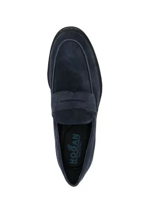 HOGAN Calzature,Sneakers mocassino in pelle blu 