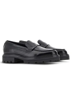 HOGAN Calzature,Sneakers mocassino in pelle nero 