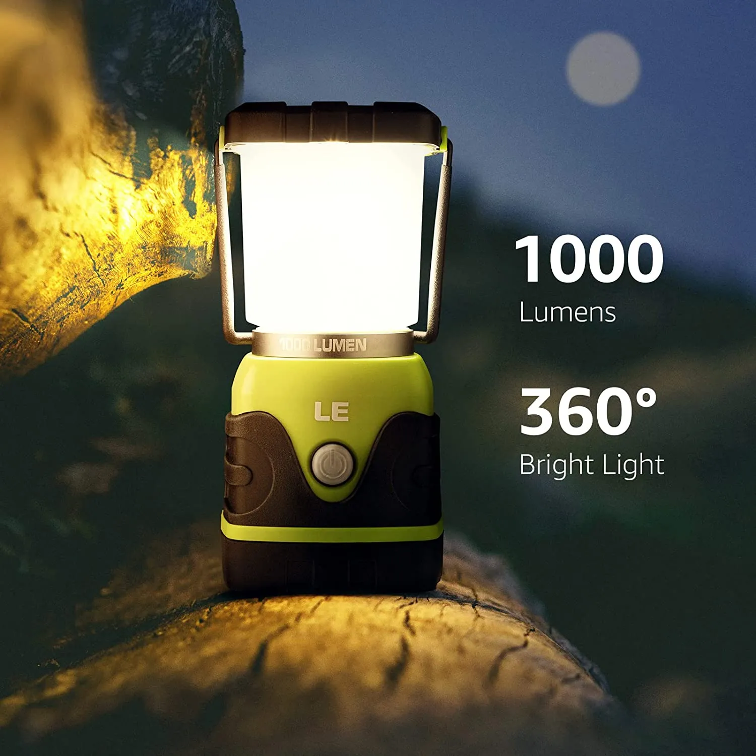 LE Lanterna da Campeggio LED 1000lumen Impermeabile, 4 Modalità di Illuminazione, Lampade da Campeggio per Emergenza Escursione 