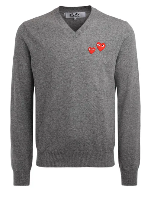 Maglione Comme Des Garçons Play grigio con doppio cuore