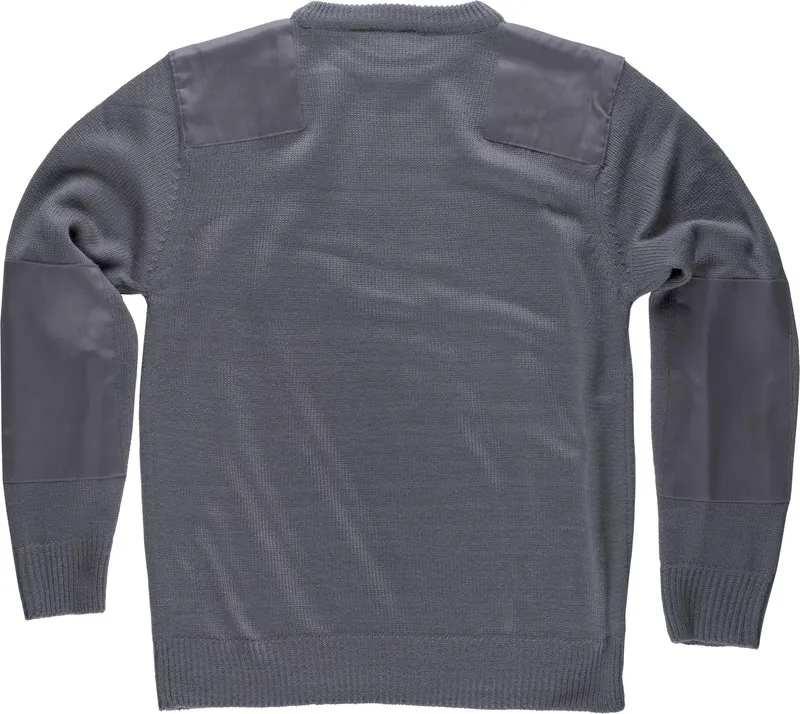 Maglione girocollo con rinforzi su spalle e gomiti Grigio