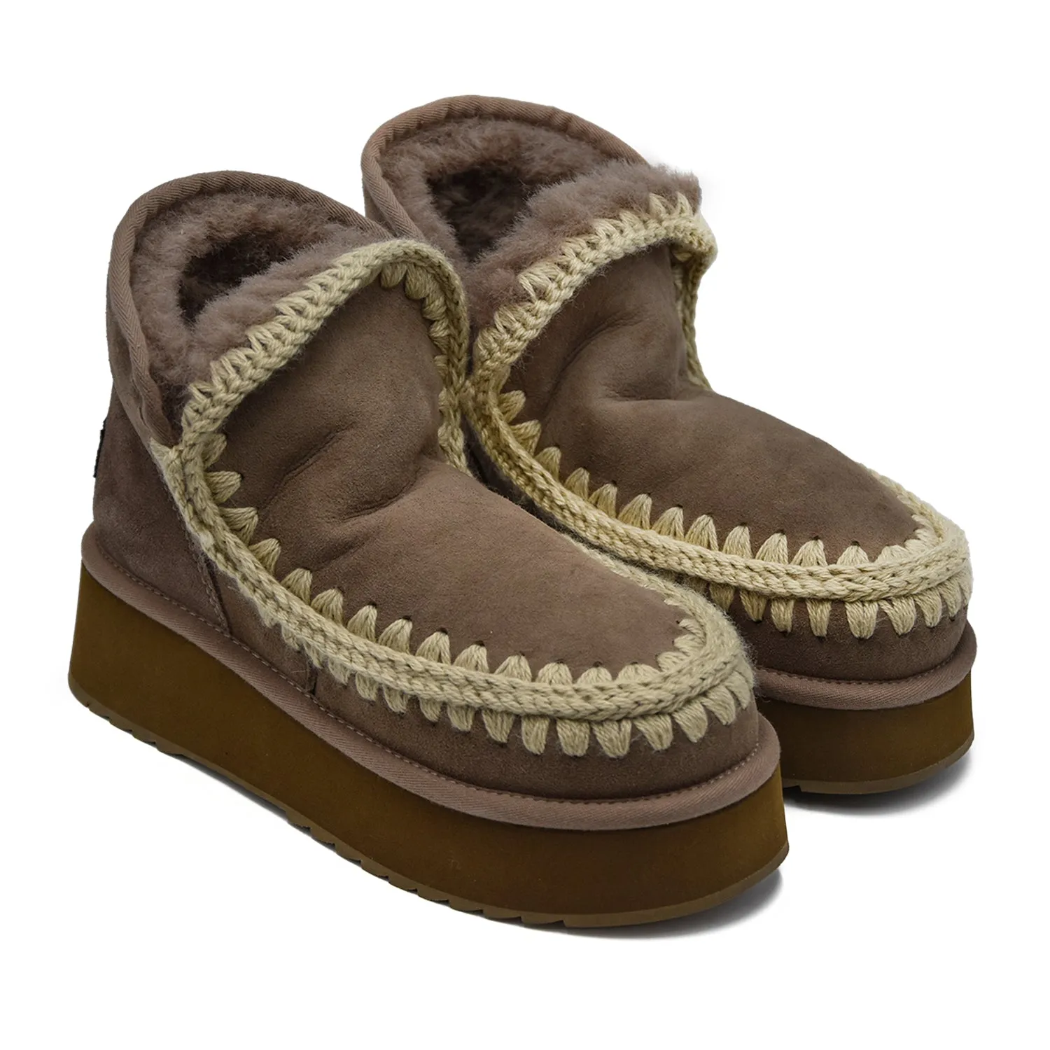 Mou Donna Grigio Modello Mini Eskimo Platform Stivaletti Foderati