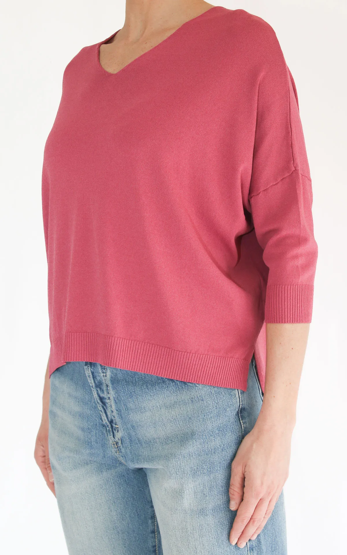 Off-on – Maglia scollo V viscosa – Fragola