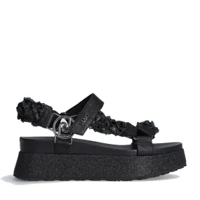 Sandali Platform LIU JO Frida 28 con Fascette Effetto Crackle Nero