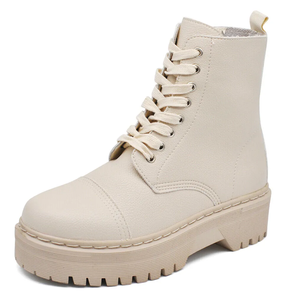 Stivali Stivaletti Platform Anfibi Combat Boots Donna Zip Cerniera Lacci 6606