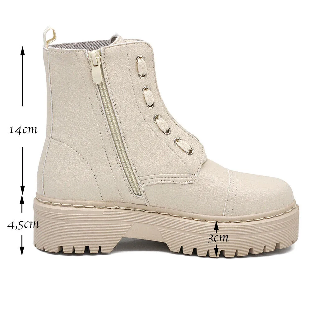 Stivali Stivaletti Platform Anfibi Combat Boots Donna Zip Cerniera Lacci 6606