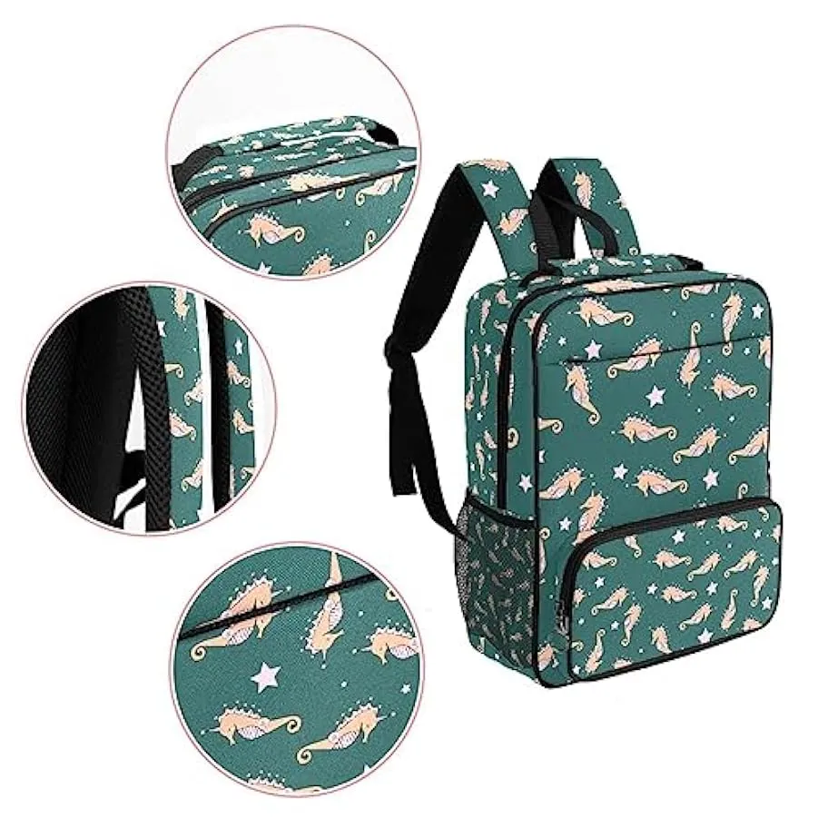 suojapuku Zaino da donna per college,borsa da viaggio zaino classico,Animale adorabile dell’oceano dell’ippocampo,Zainetto casua