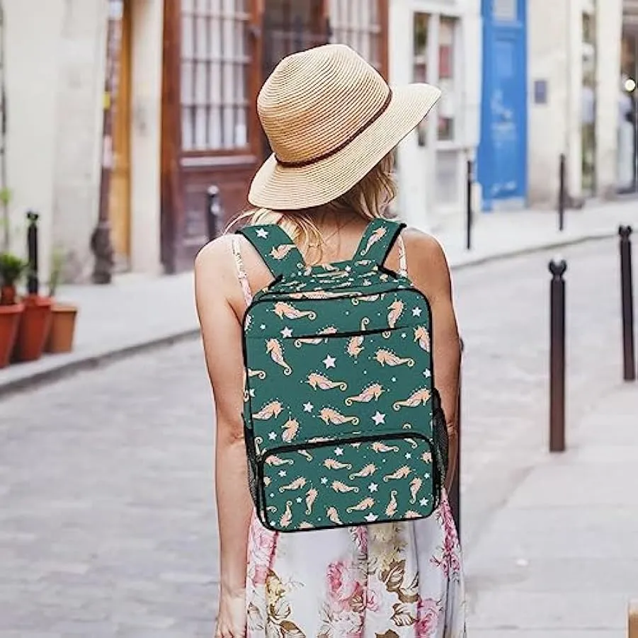 suojapuku Zaino da donna per college,borsa da viaggio zaino classico,Animale adorabile dell’oceano dell’ippocampo,Zainetto casua