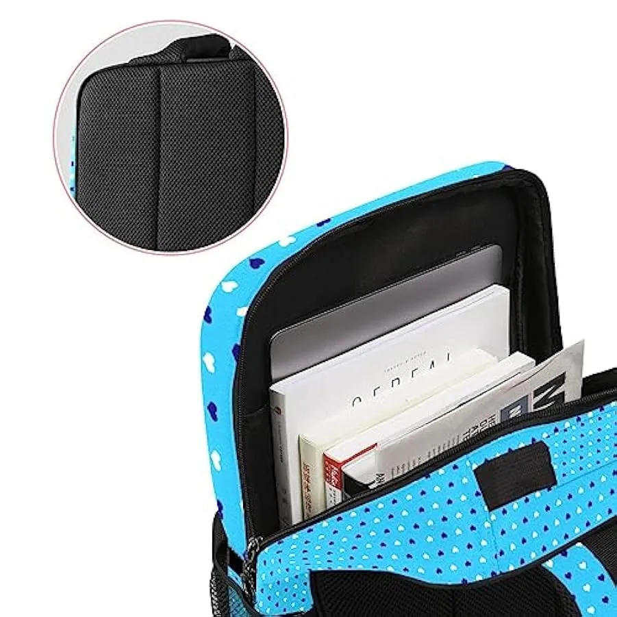 suojapuku Zaino da donna per college,borsa da viaggio zaino classico,motivo a cuore blu,Zainetto casual leggero 169655265