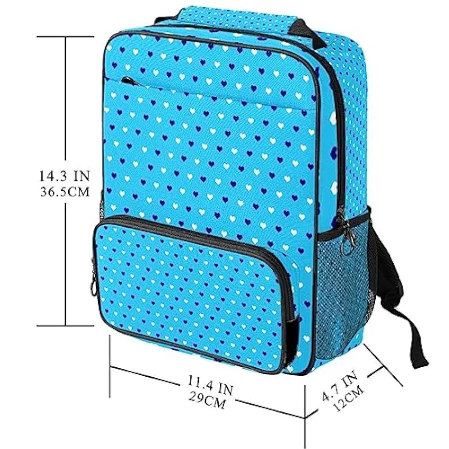 suojapuku Zaino da donna per college,borsa da viaggio zaino classico,motivo a cuore blu,Zainetto casual leggero 169655265