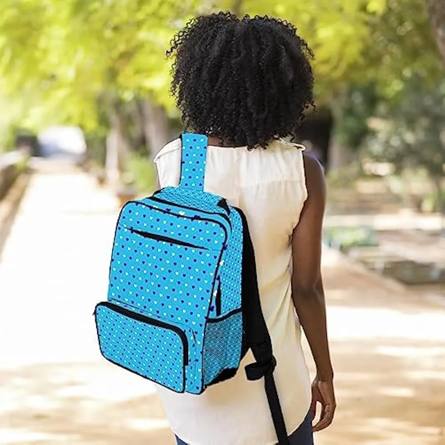 suojapuku Zaino da donna per college,borsa da viaggio zaino classico,motivo a cuore blu,Zainetto casual leggero 169655265