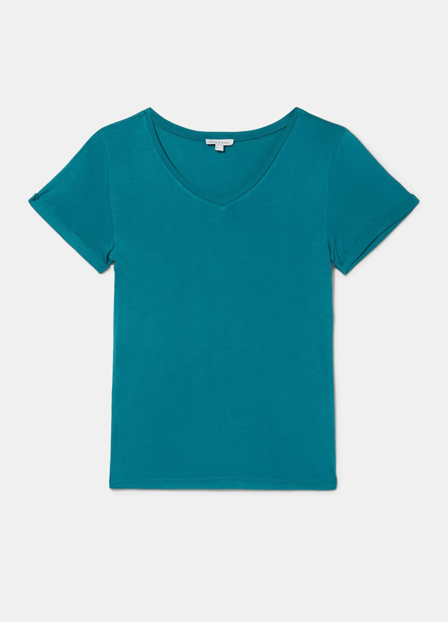 T-shirt a manica corta con scollo a V donna