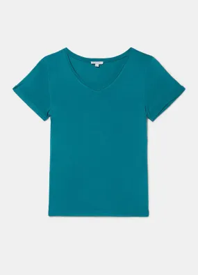 T-shirt a manica corta con scollo a V donna