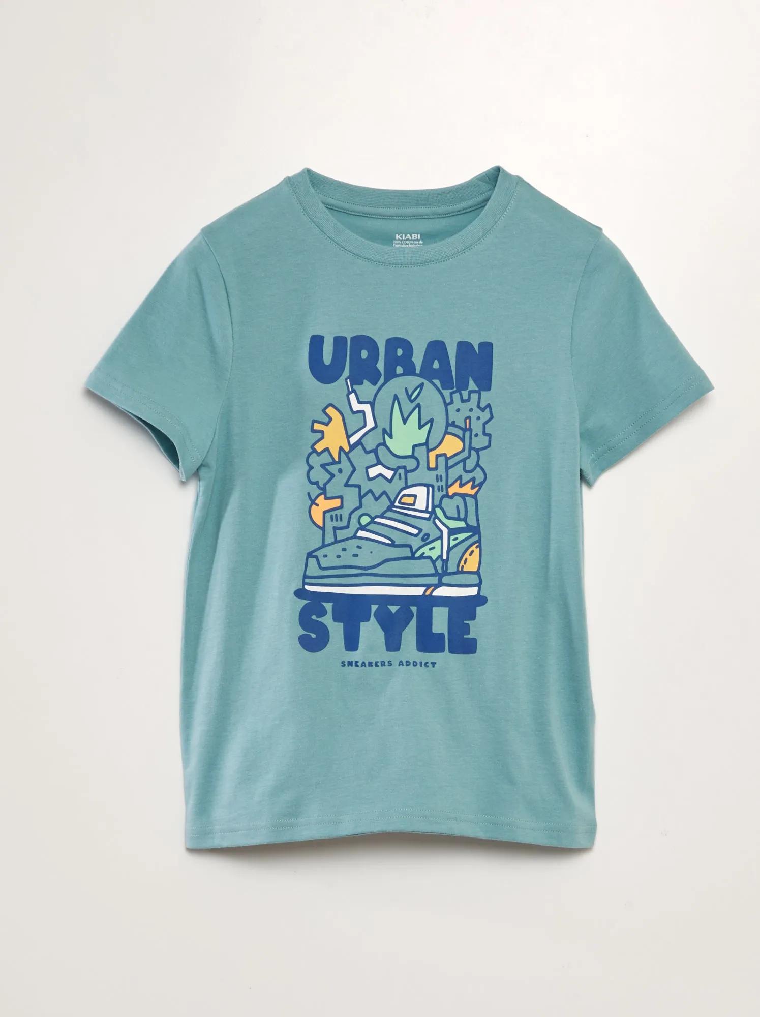 T-shirt in maglia jersey stampata - BLU