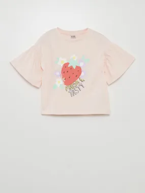 T-shirt stampata 'frutti' a maniche corte - ROSA