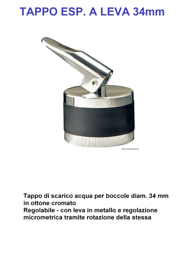 TAPPO A ESPANSIONE 34 mm A LEVA OTTONE CROMATO