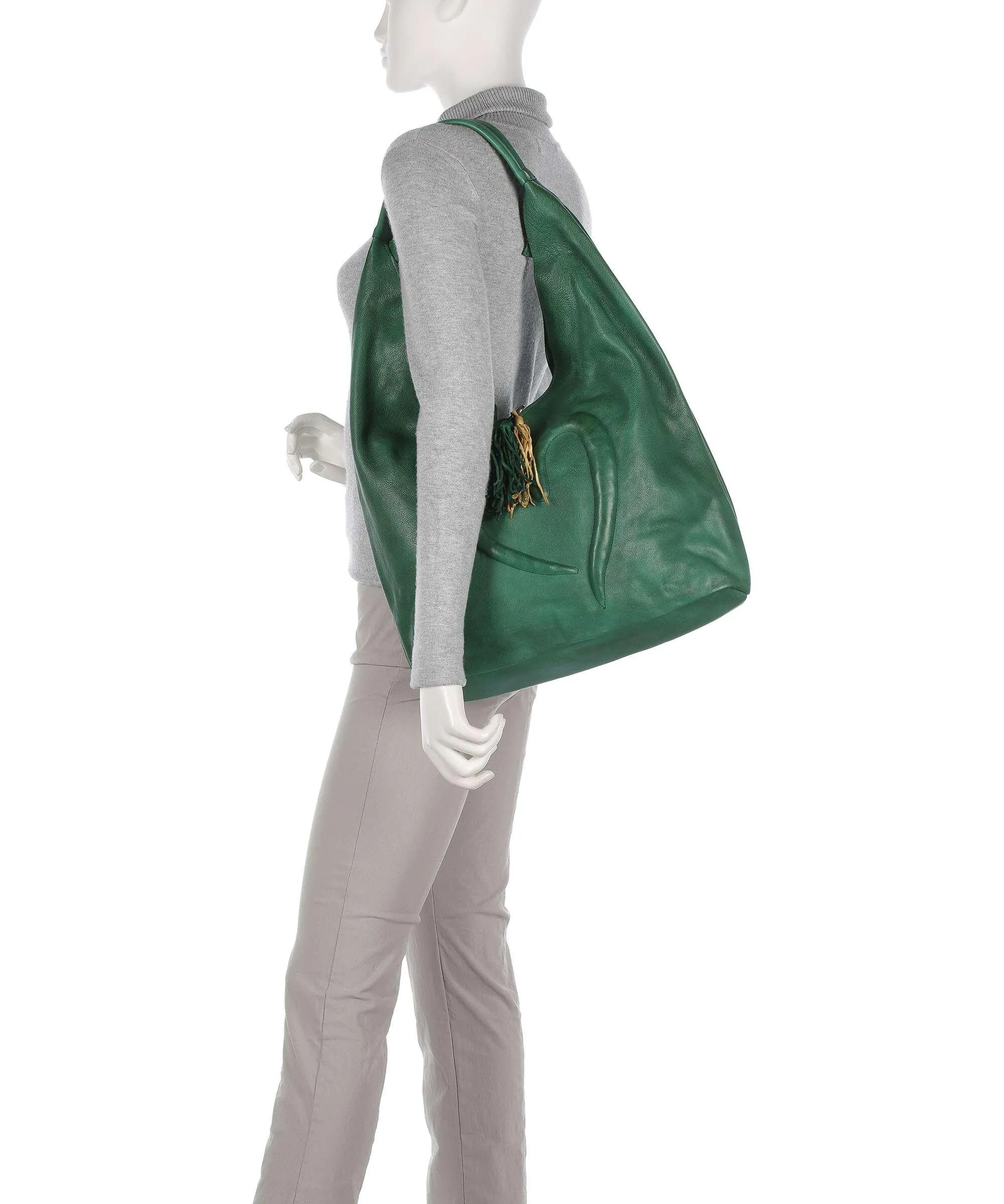  Taschendieb Wien Herzgasse 21 Borsa hobo pelle di vacchetta grana verde  