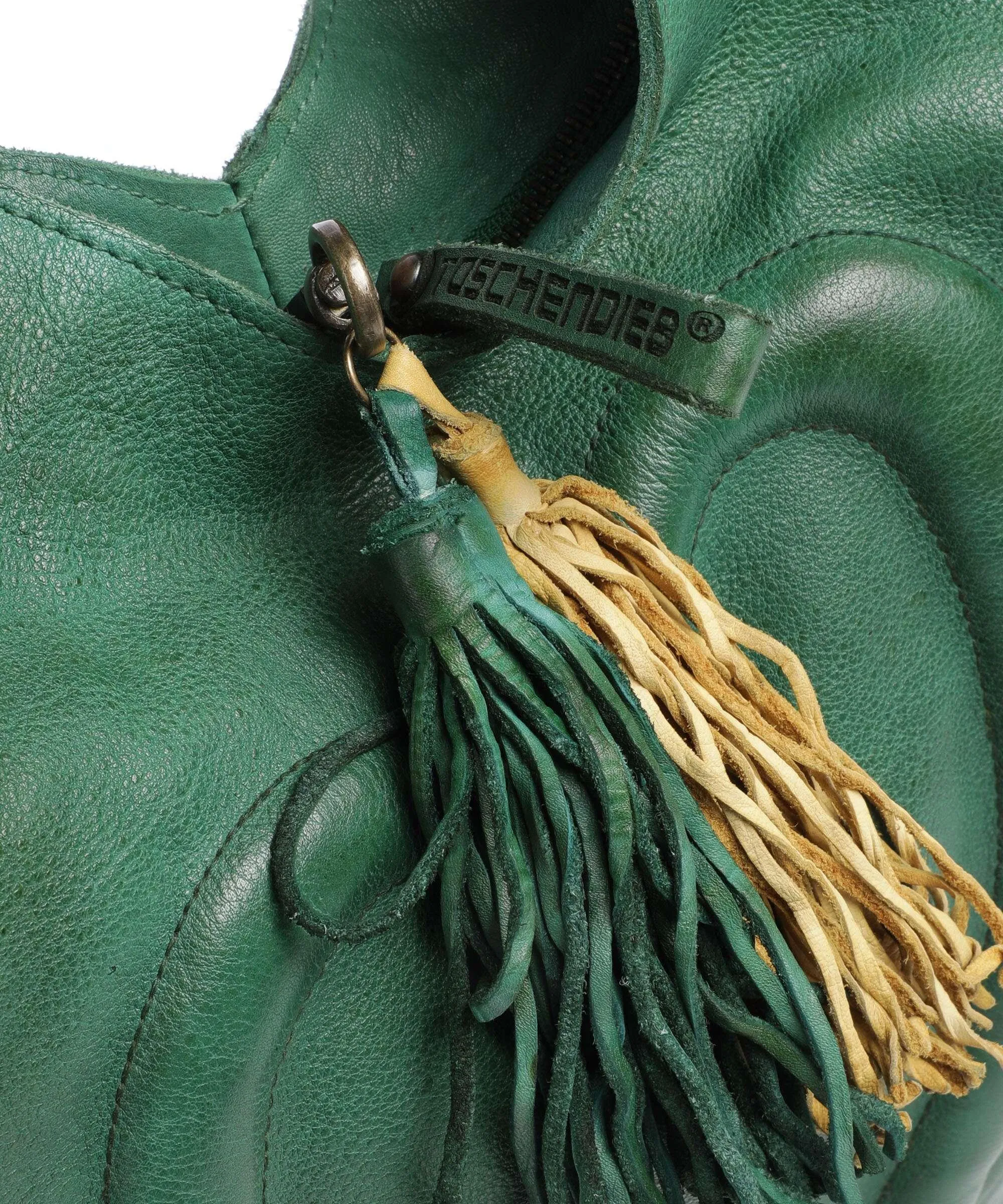  Taschendieb Wien Herzgasse 21 Borsa hobo pelle di vacchetta grana verde  